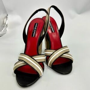 Charles Jourdan Paris tan slingback chunky heel size 9
